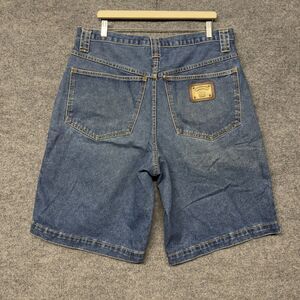 VTG 90s Karl Kani Metal Plate Jeans Shorts Jorts 36 Blue Made in USA Tupac RARE